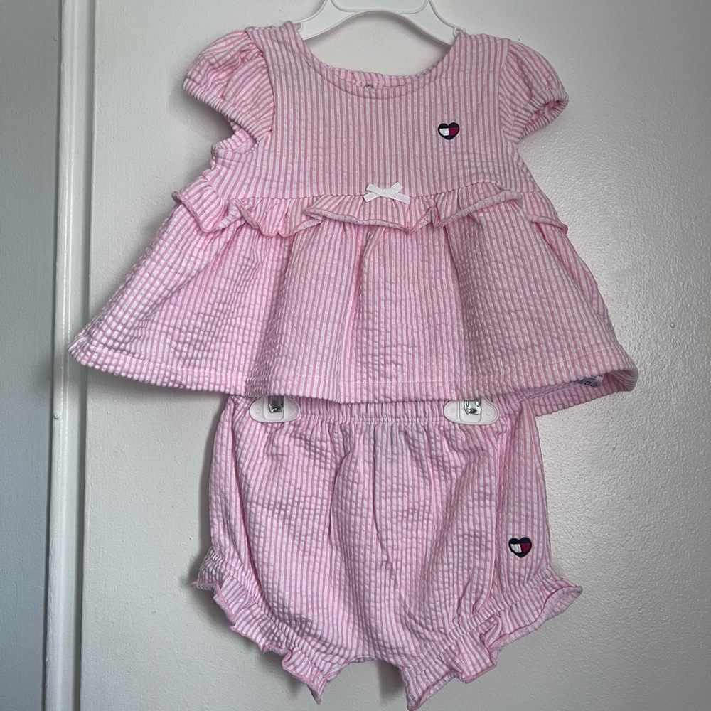 Tommy Hilfiger Pink Baby Dress and Diaper Cover